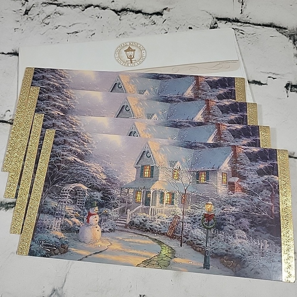 Thomas Kinkade Painter Of Light Christmas Cards With Envelopes Lot Of 4
